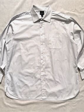 Jos. A. Bank White Windowpane Check Men's Button-Up 17.5-35